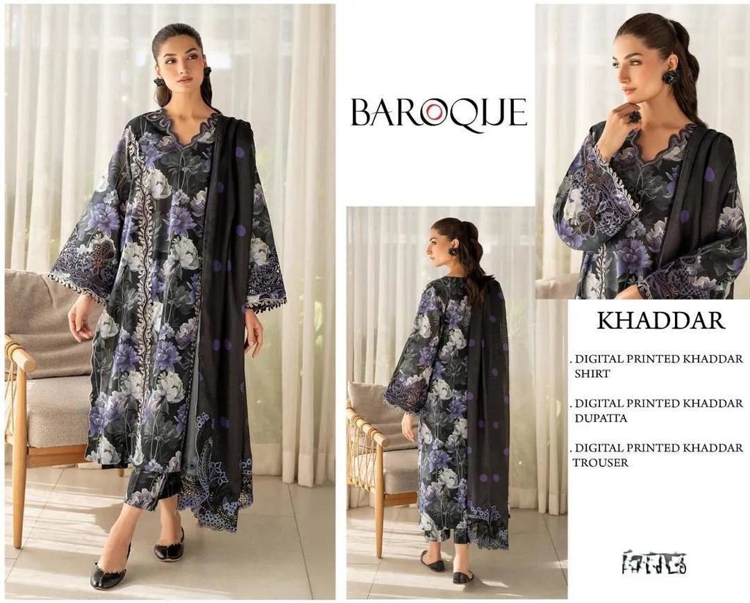 3 Pcs Women's Unstitched Digital Print Suit