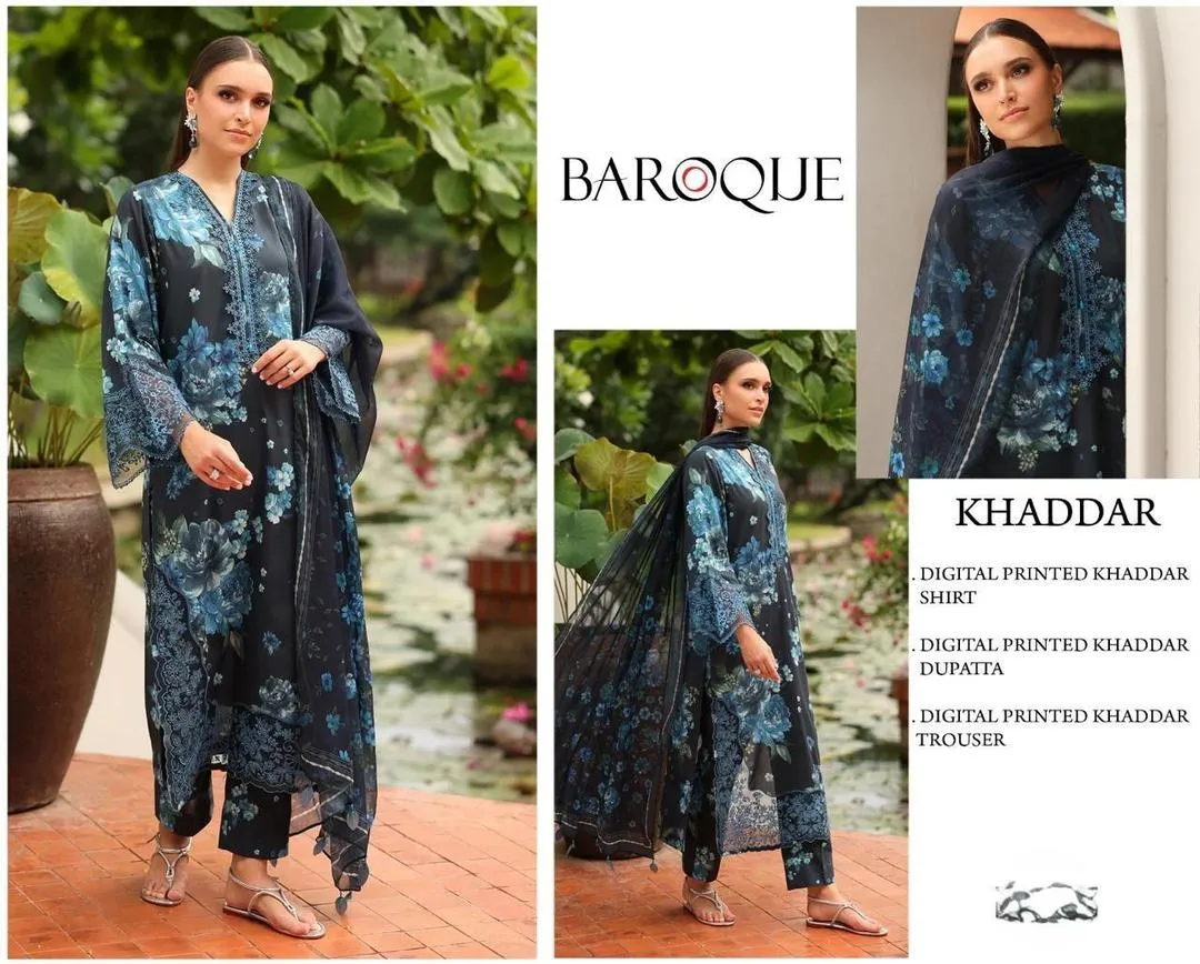 3 Pcs Women's Unstitched Digital Print Suit