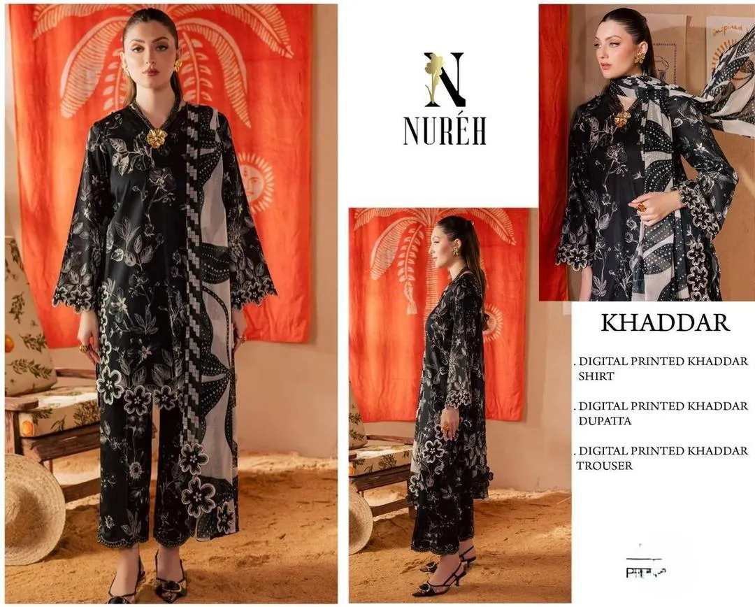 3 Pcs Women's Unstitched Digital Print Suit