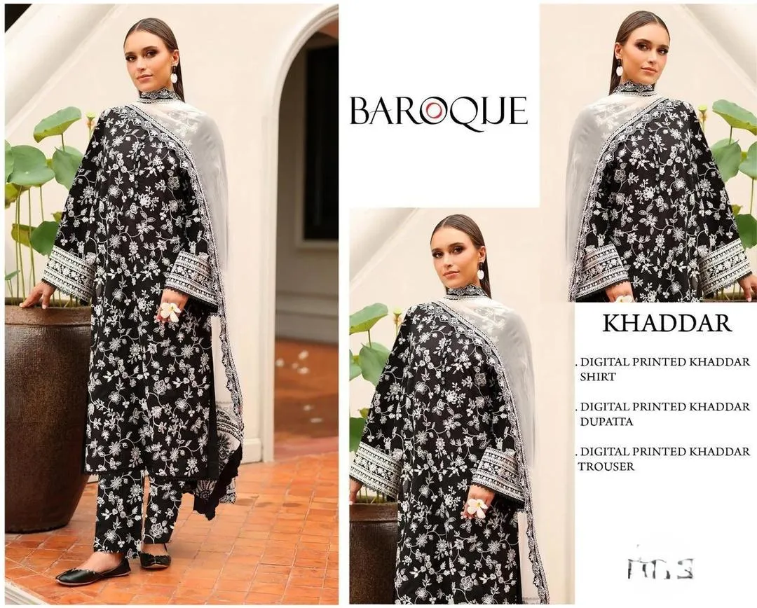 3 Pcs Women's Unstitched Digital Print Suit