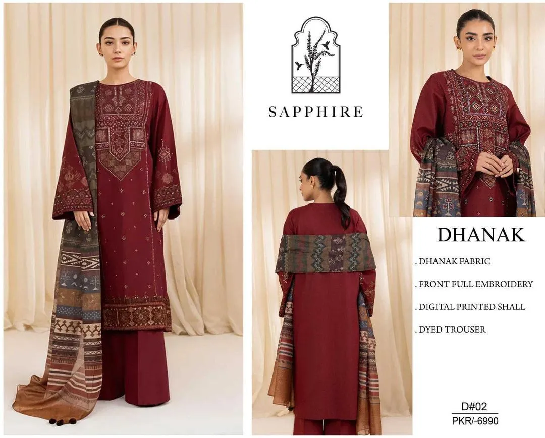 3 Pcs Women's Unstitched Plain Suit