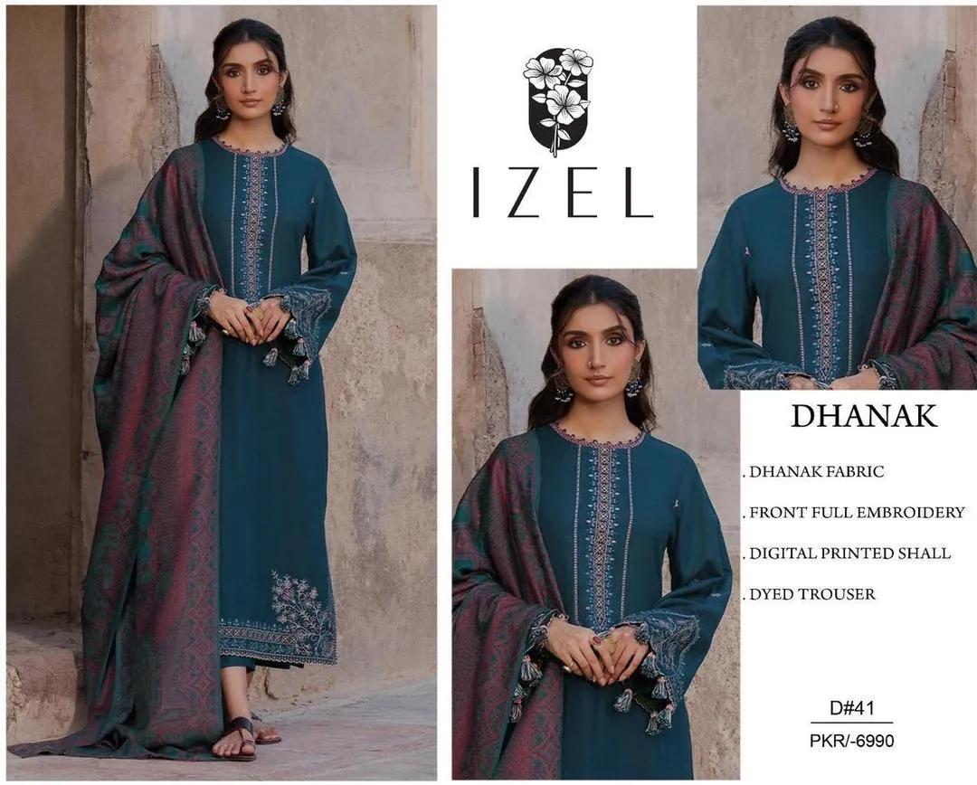 3 Pcs Women's Unstitched Embroidered Suit