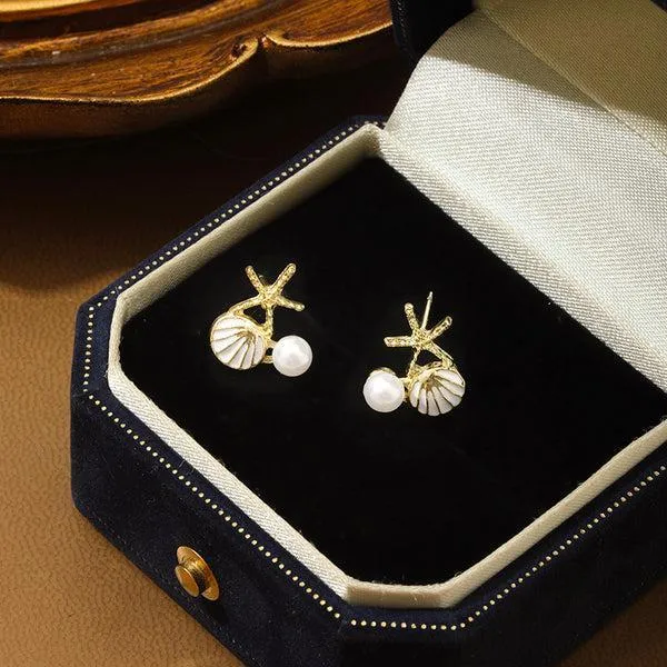 Gleaming Golden Alloy Earrings - 2 Pcs Elegance