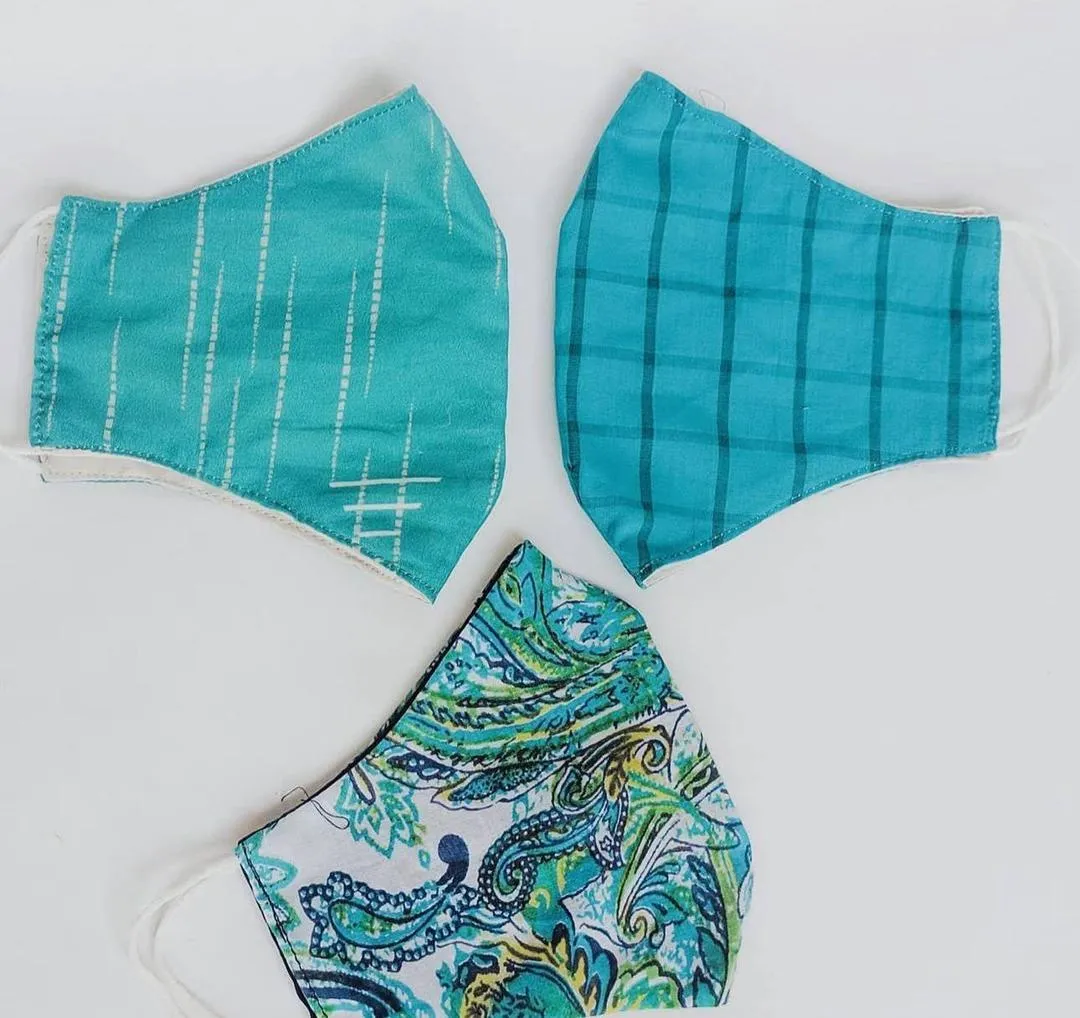 3 Pcs Multicolor Cotton Face Masks - Designed for Comfort and Safety