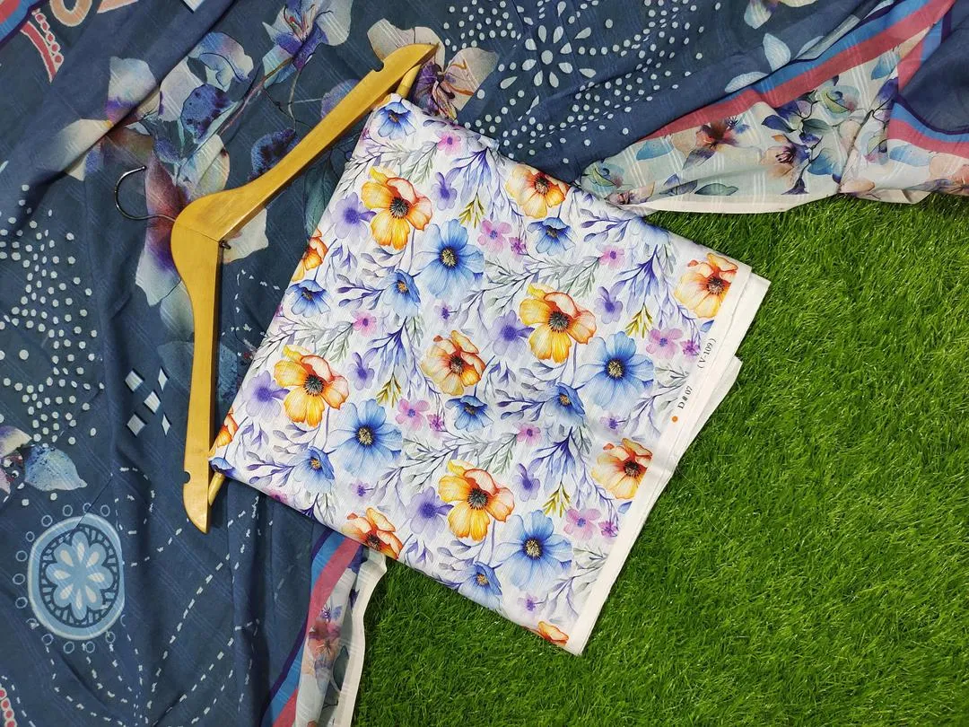 3 Pcs Women's Unstitched Digital Print Suit