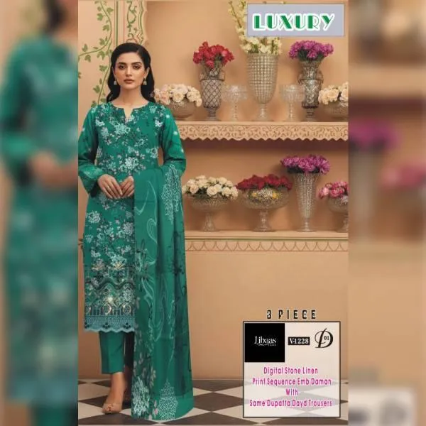 3 Pcs Women's Unstitched Digital Print Suit