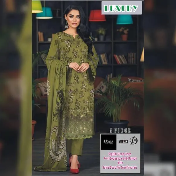 3 Pcs Women's Unstitched Digital Print Suit