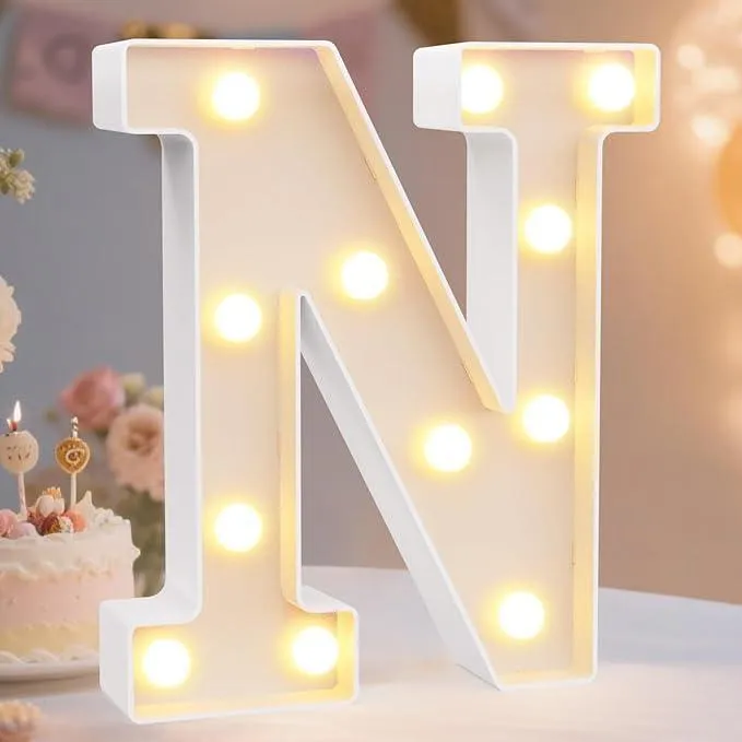 LED Alphabet Battery Operated All Led Letter (N ) Including & Led Letter Piece, Light Up Marquee for Night Lights Wedding Birthday Party For Room and Decoration Using Without Electricity