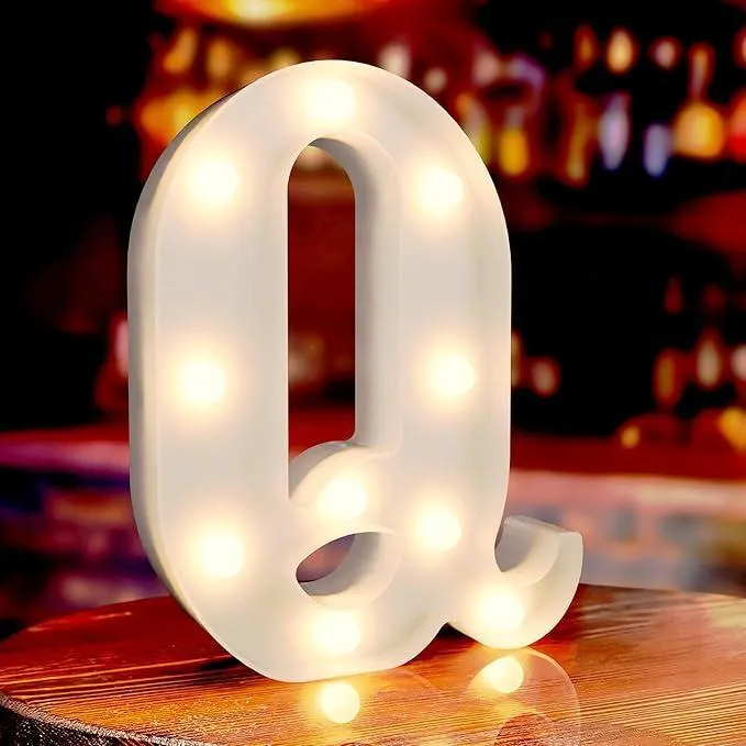 LED Alphabet Battery Operated Led Letter (Q) Including & Led Letter Piece, Light Up Marquee for Night Lights Wedding Birthday Party For Room and Decoration Using Without Electricity