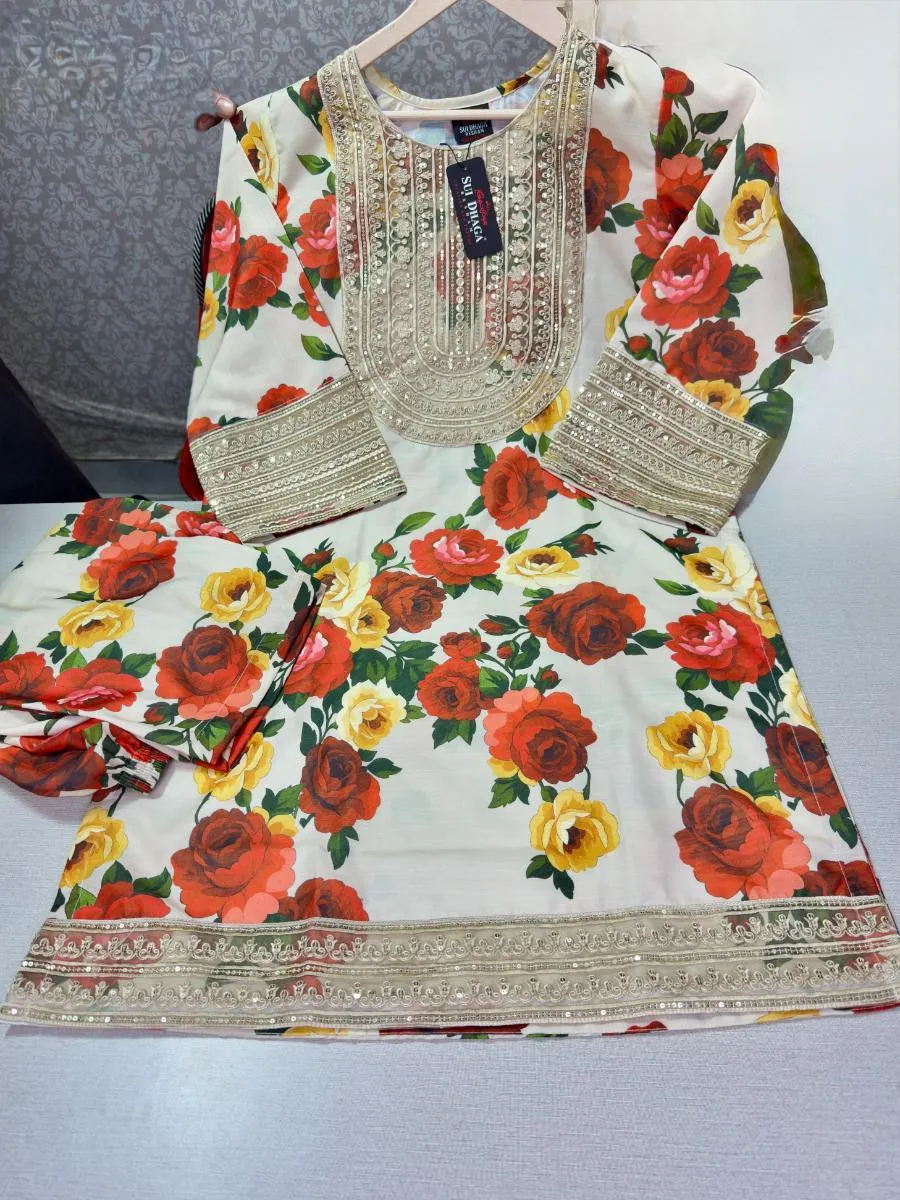 2 Pcs Women's Stitched Khaddar Printed Shirt And Trouser