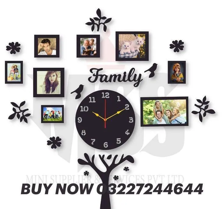 Family Tree Design 3D Wall Clock