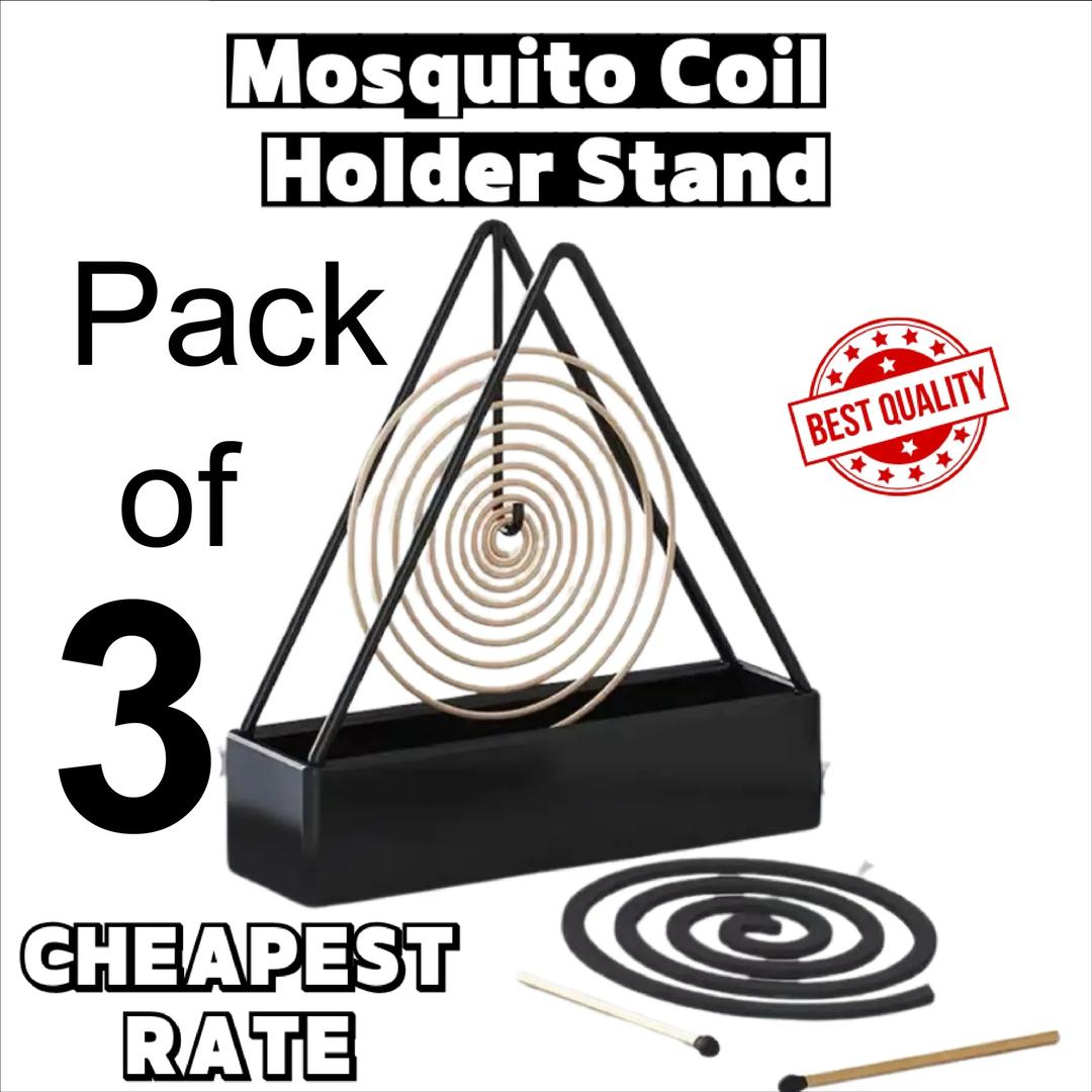 3Pc Mosquito Coil Stand Mosquito Coil Holder Stand Triangle Full Metal