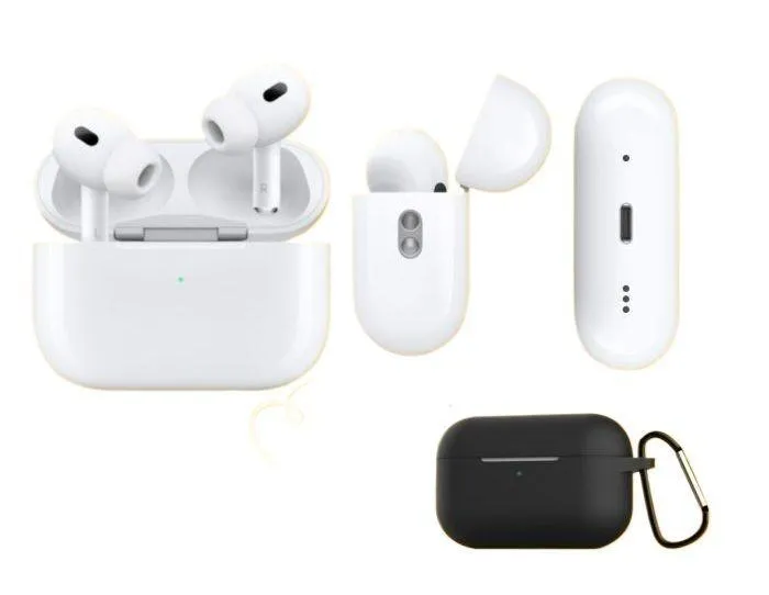 White AirPods Pro 2nd Gen Bluetooth Earbuds with Charging Case & Cable