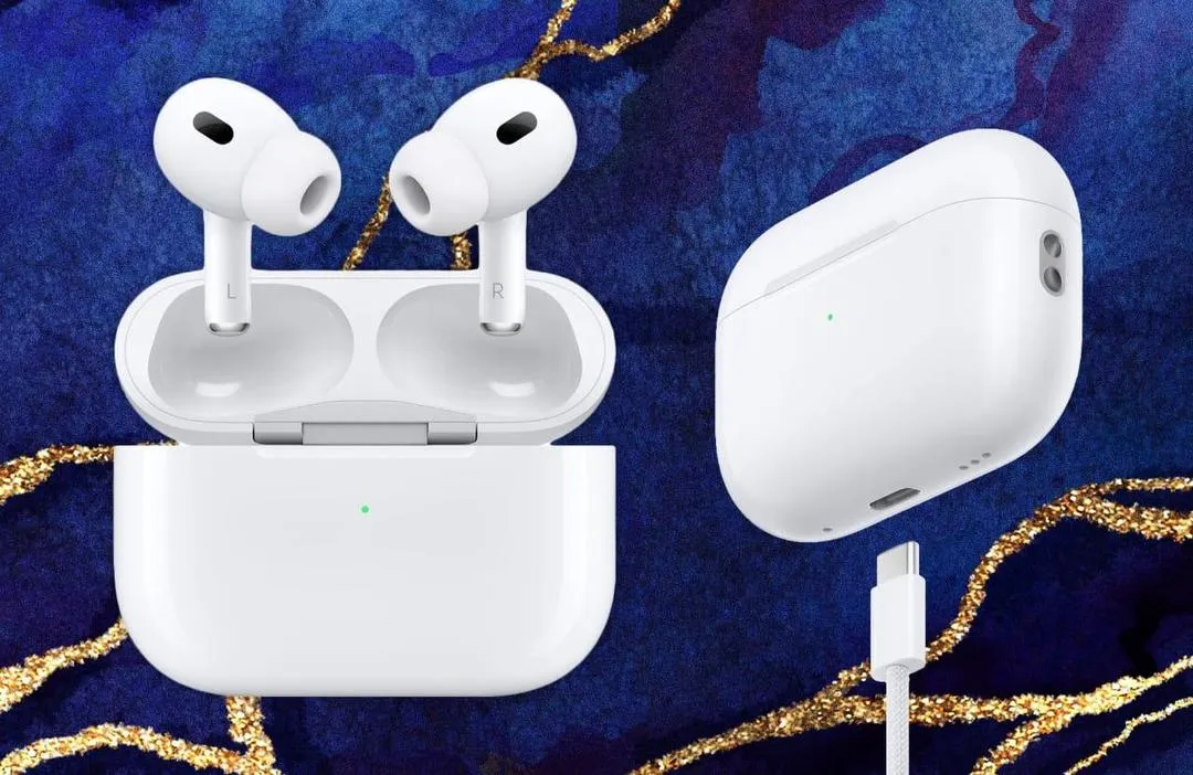 White AirPods Pro 2nd Gen Bluetooth Earbuds with Charging Case & Cable