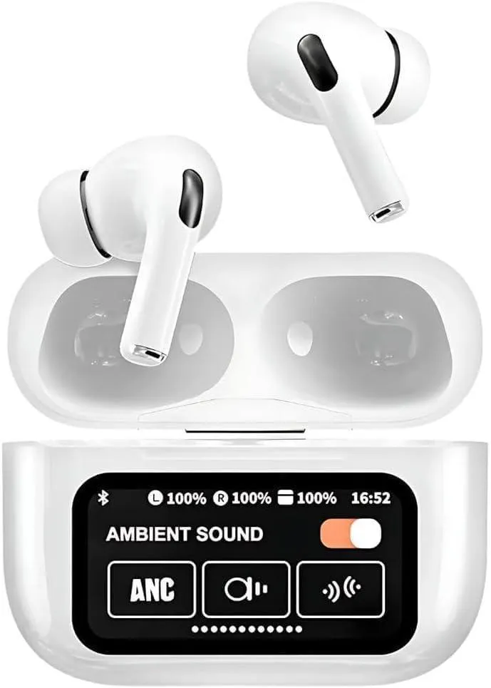 White AirPods Pro 2nd Gen ANC Bluetooth Earbuds with Display Case