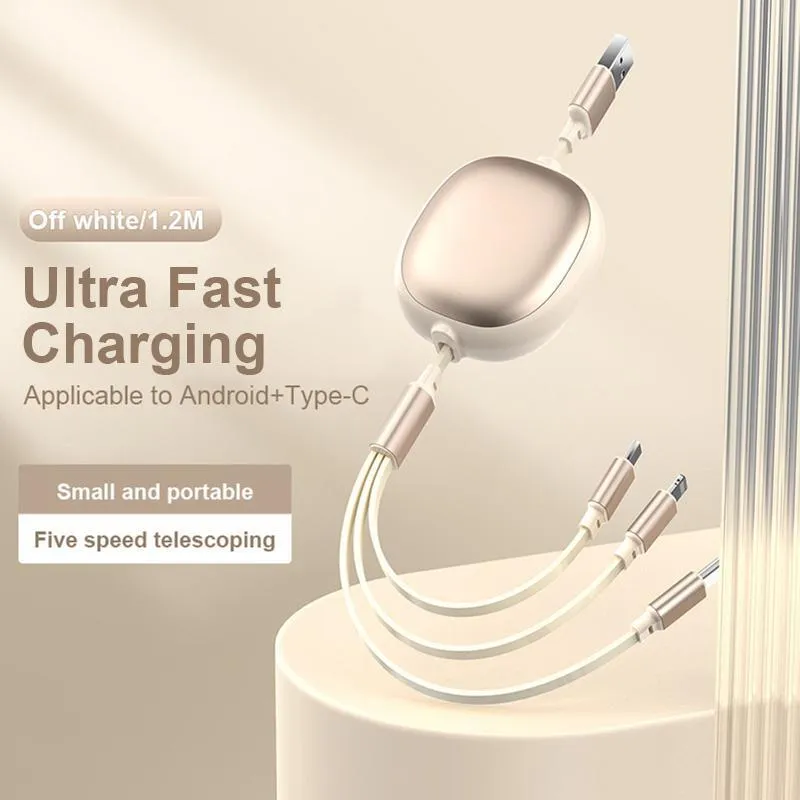 3-in-1 Fast Charging Cable Type-C Lightning Micro USB Retractable