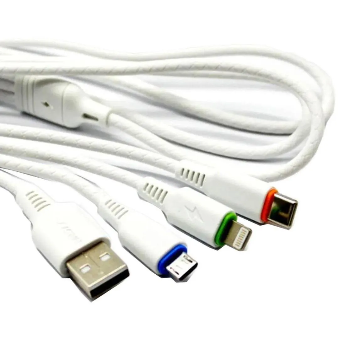 3 in 1 Fast Charging Cable White Universal