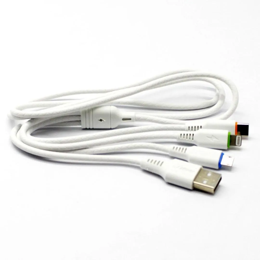 3 in 1 Fast Charging Cable White Universal