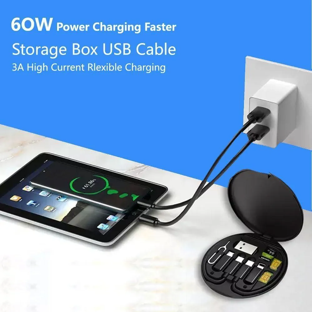 60W Fast Charging Cable Storage Box for iPhone & Android