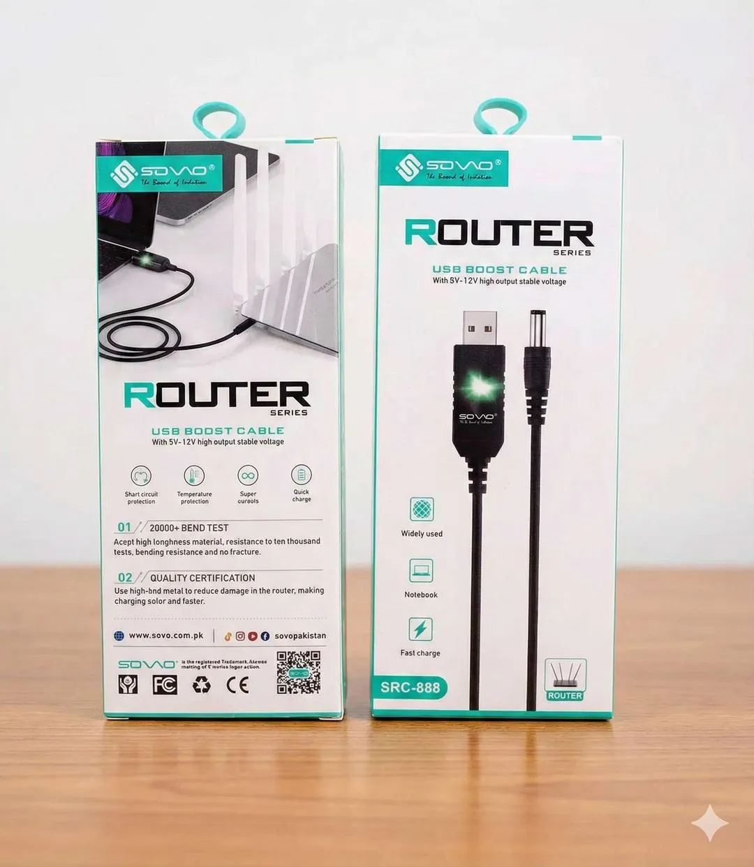 Sovo Wi-Fi Router USB Cable 5V to 12V Black