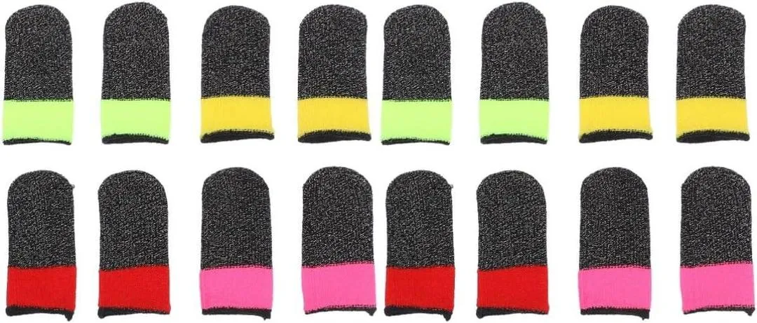 8pairs Sweat-resistant Finger Stalls Gaming Finger Cover Slip Thumb Cover for Game Playing Comfortable Thumb Sleeve Multicolor