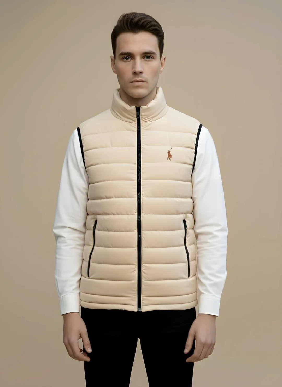 1 Pc Men's Polyester Embroidered Puffer Jacket