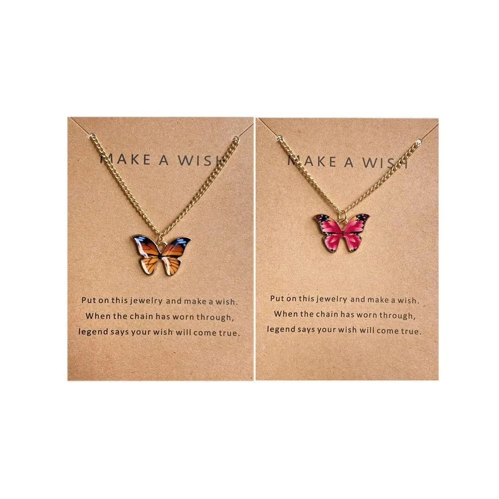 Red & Orange color Butterfly Design Necklace( pack of 2 )