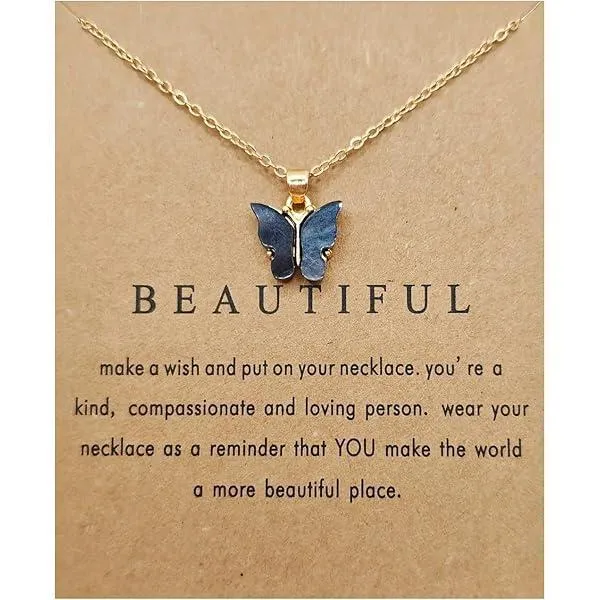 Butterfly Design Adjustable Necklace - 2 Pcs Set