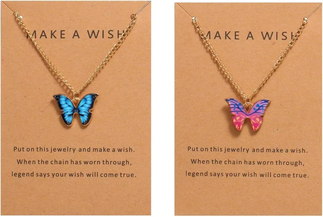 Stunning Butterfly Design Necklace Set - 2 Pcs Adjustable Jewelry