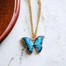 Blue Color Butterfly Design Necklace