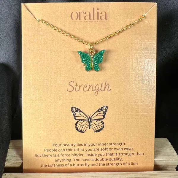 Green Color Butterfly Design Necklace