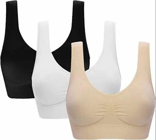 Plain Sports Bra, Pack Of 3