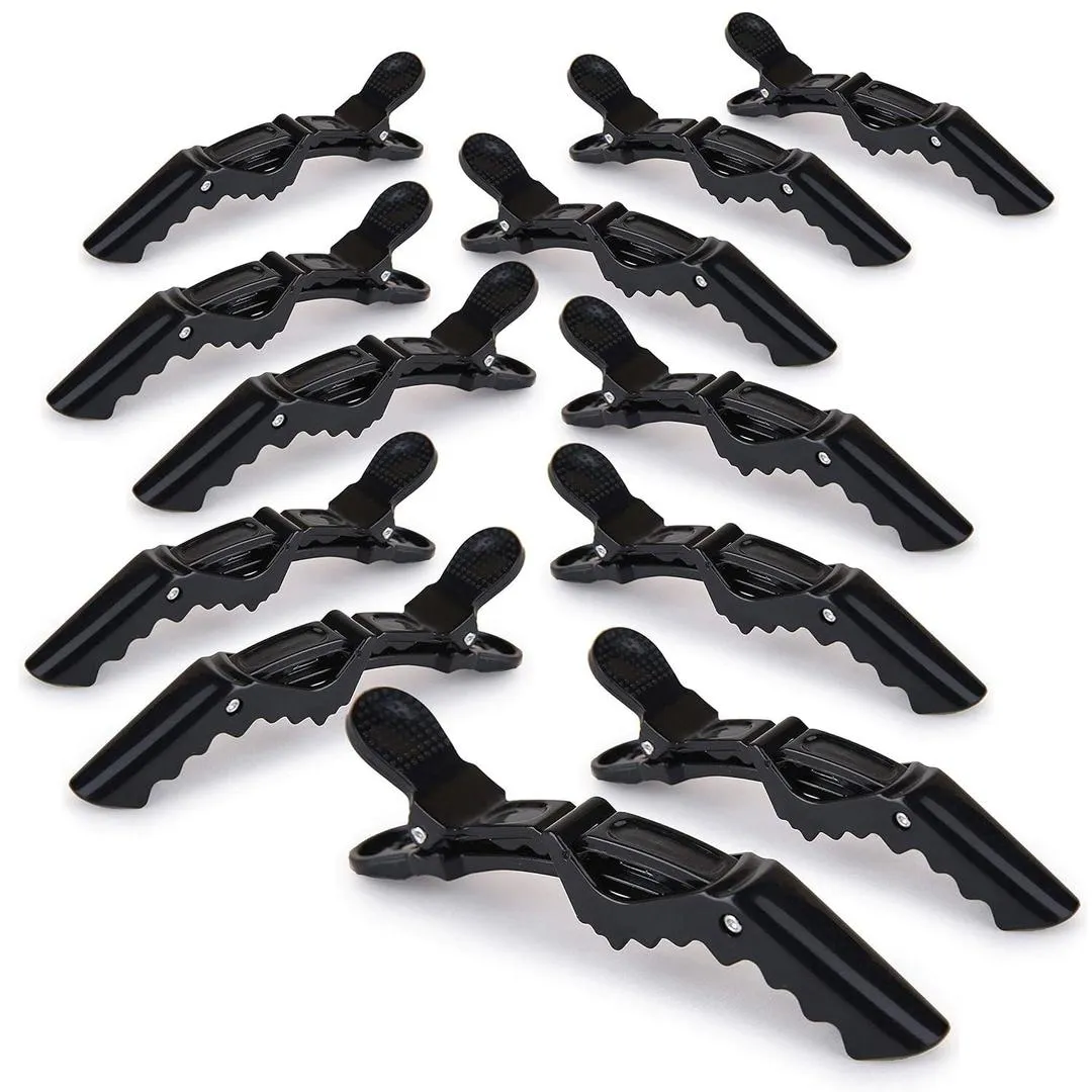 Full Length Hair Sectioning Clips - Pack of 6 Black ABS Plastic Clips