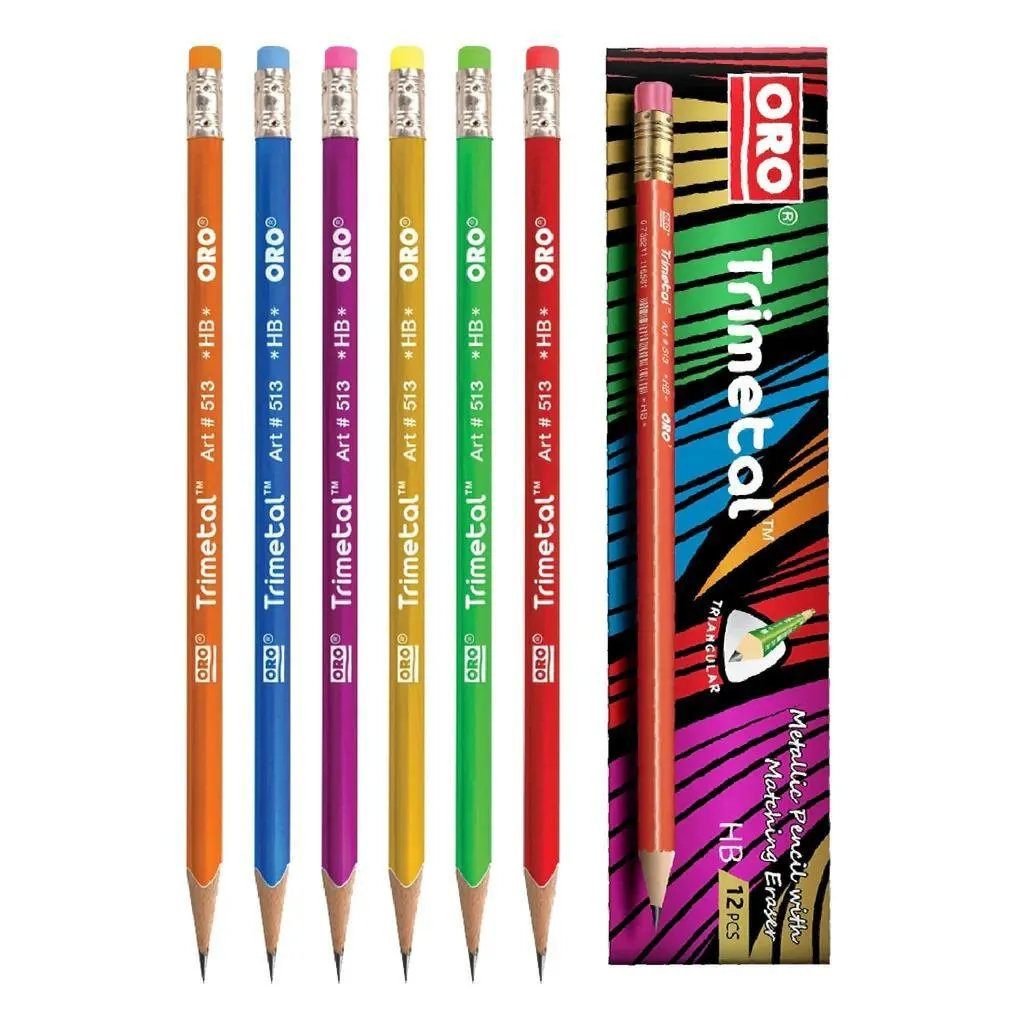 ORO Trimetol Lead Pencil with Eraser - 12Pcs 6 Pack