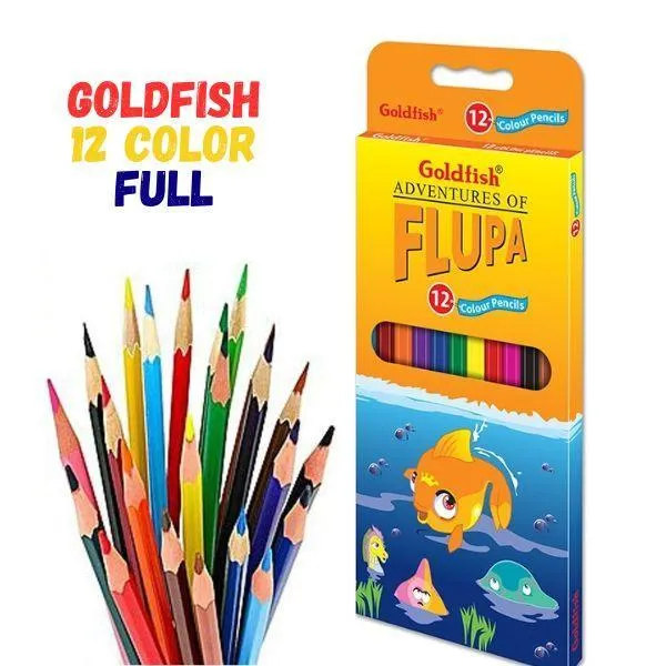 Goldfish 12 Flupa Colour Pencil Full Size 12 Colours 3 Pcs