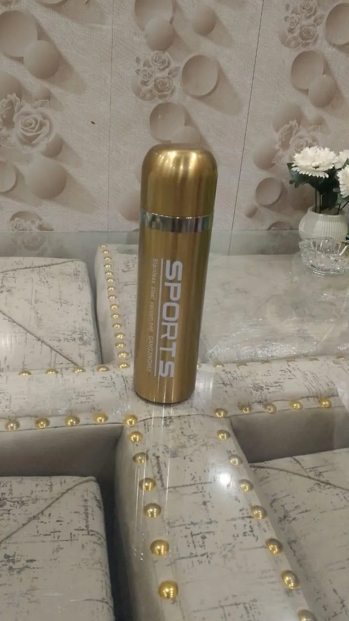 Hot And Cold Stainless Steel Vacuum Flask Water Bottle -Golded Sports (500 ML)