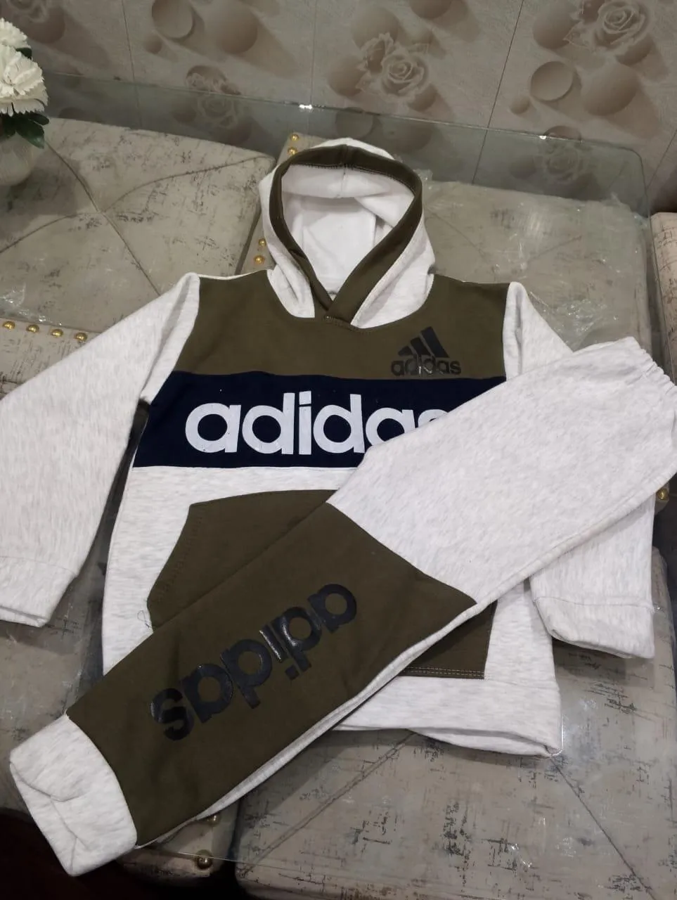 2 Pcs Boy's Fleece Printed Hoodie Tracksuit