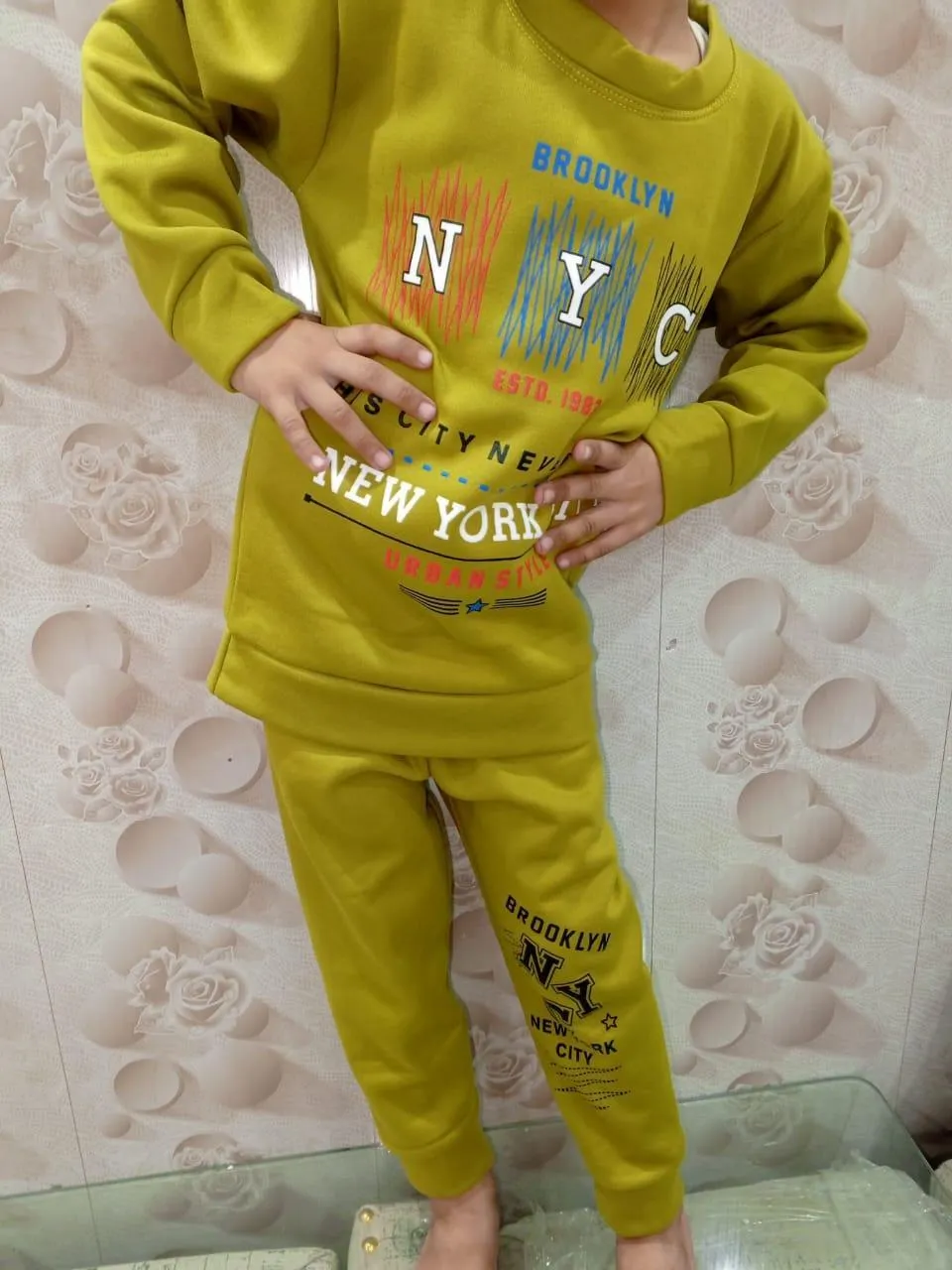 2 Pcs Boy's Cotton Fleece Printed Tracksuit