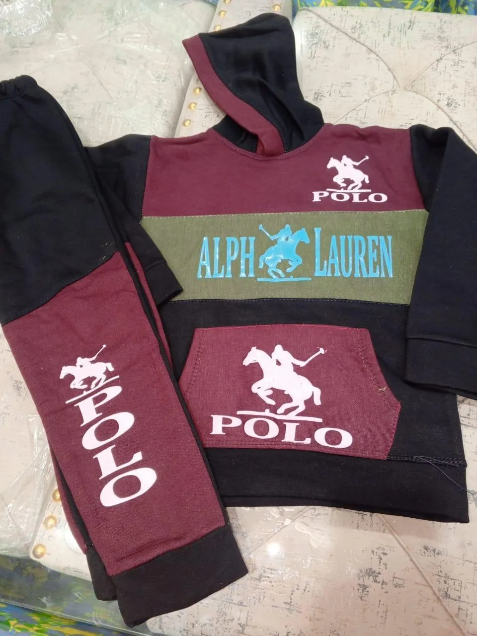 2 Pcs Boy's Cotton Fleece Printed Hoodie Tracksuit