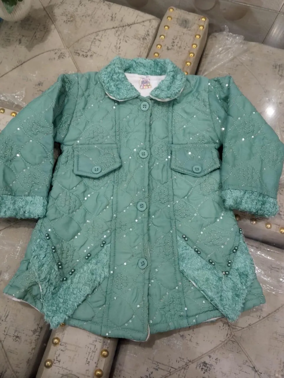 2 Pcs Girl's Cotton Fleece Embroidered Tracksuit