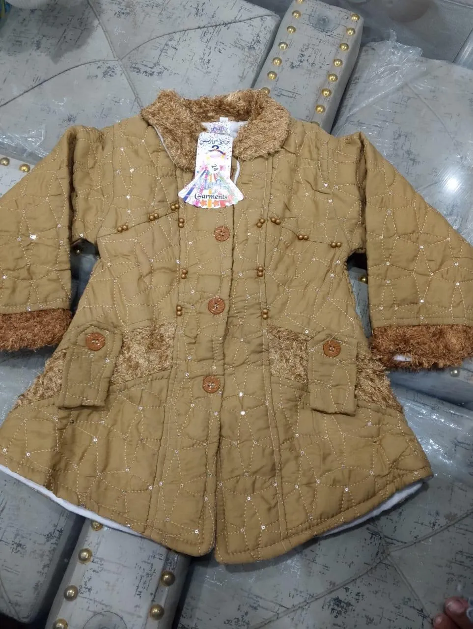 2 Pcs Girl's Cotton Fleece Embroidered Tracksuit