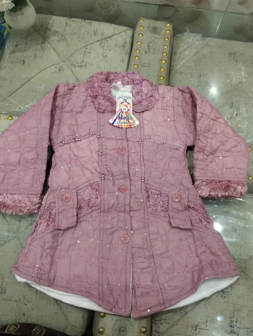2 Pcs Girl's Cotton Fleece Embroidered Tracksuit