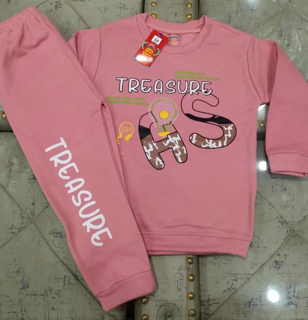 2 Pcs Boy's Cotton Fleece Printed Tracksuit (Shirt + Trouser)  Short Description: