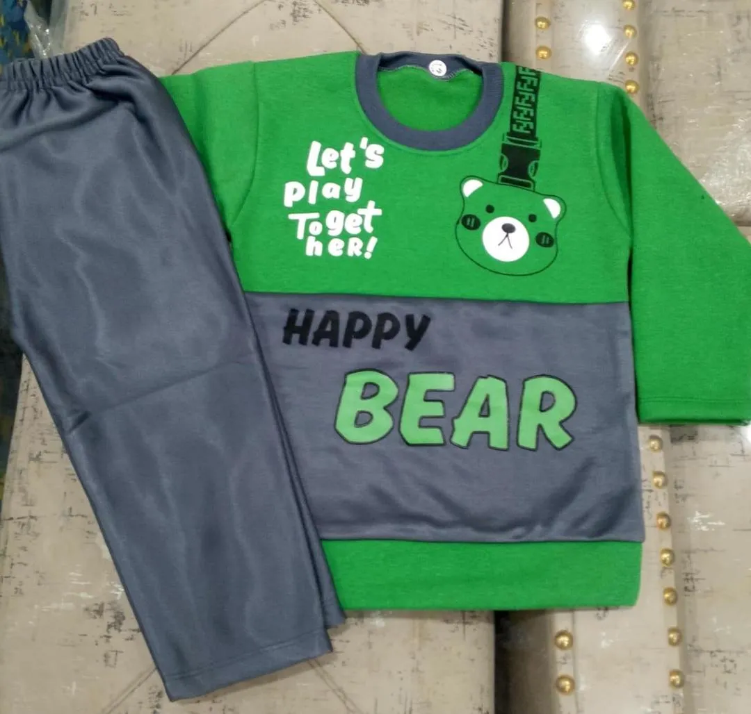 2 Pcs Boy's Fleece Printed Tracksuit