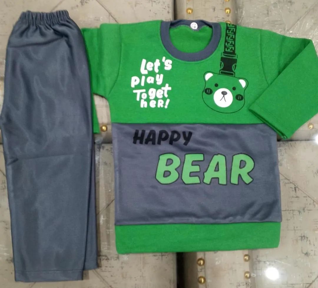 2 Pcs Boy's Fleece Printed Tracksuit