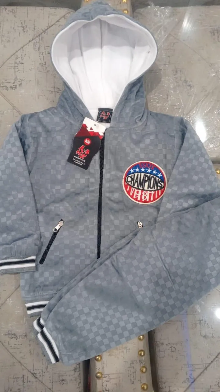 2 Pcs Boy's Cotton Fleece Plain Tracksuit – Premium Quality