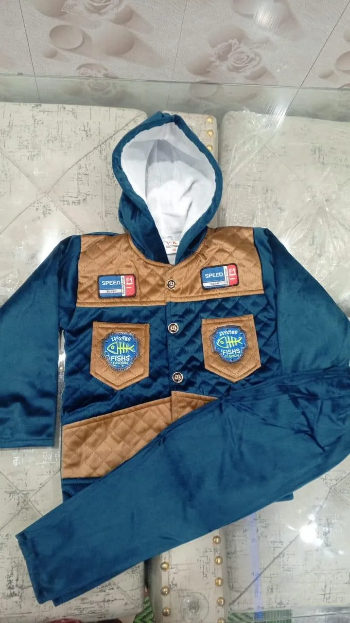  Boy's Velvet Hoodie Tracksuit  Premium Quality