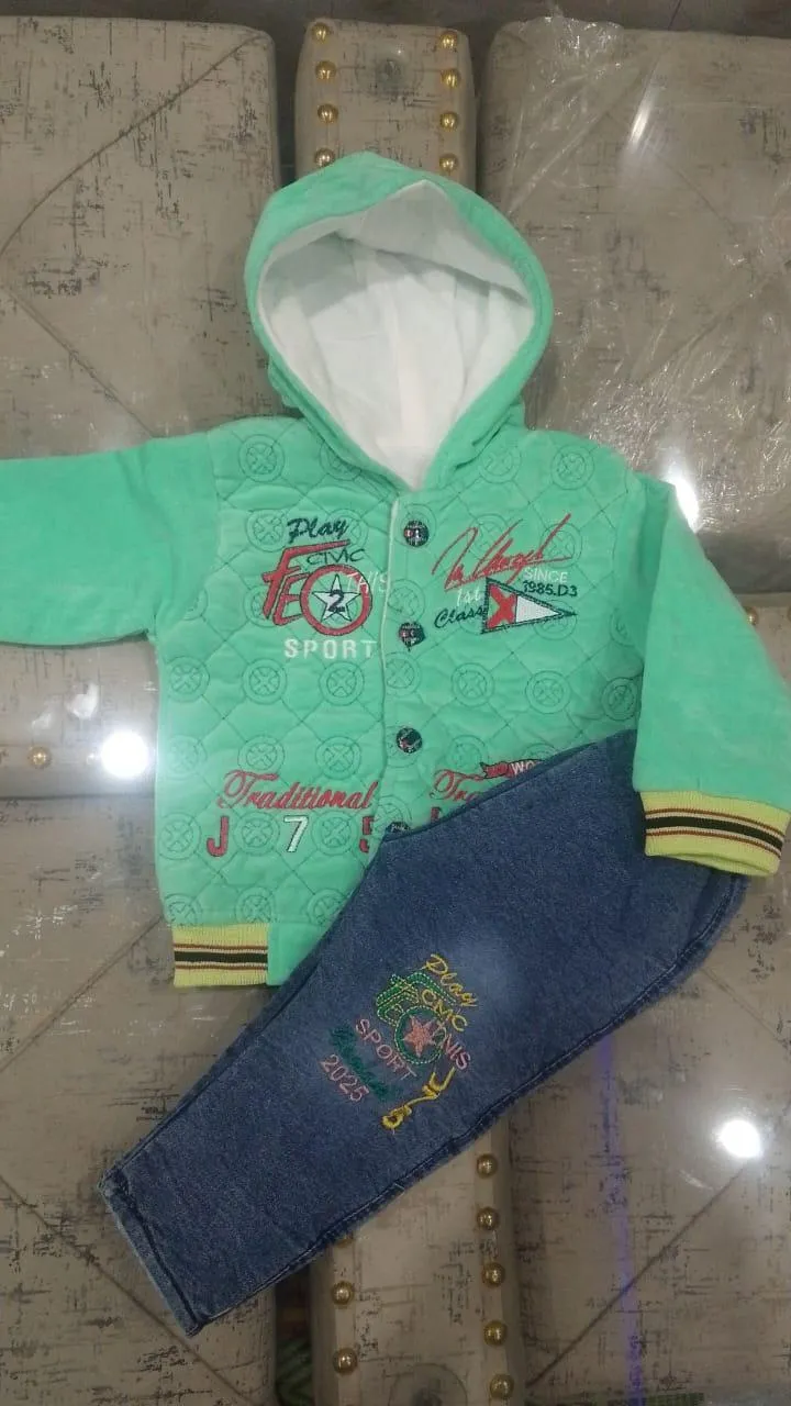 Premium Quality China Velvet Winter Fleece Baby Outfit , Super Soft & Warm New Style