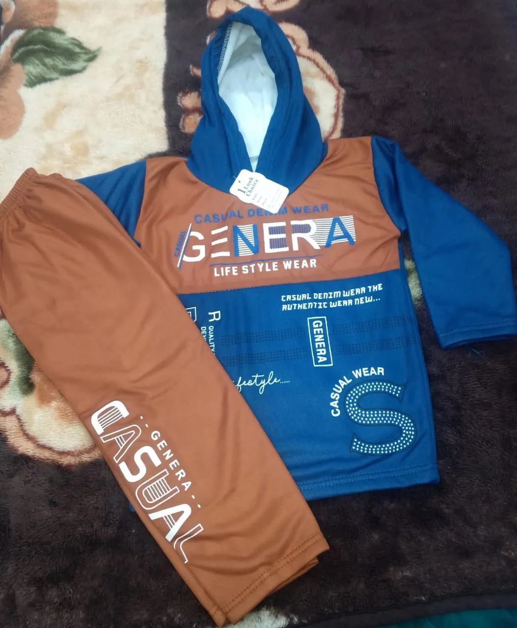 2 Pcs Boy's Fleece Plain Hoodie Tracksuit – Winter Warm Set