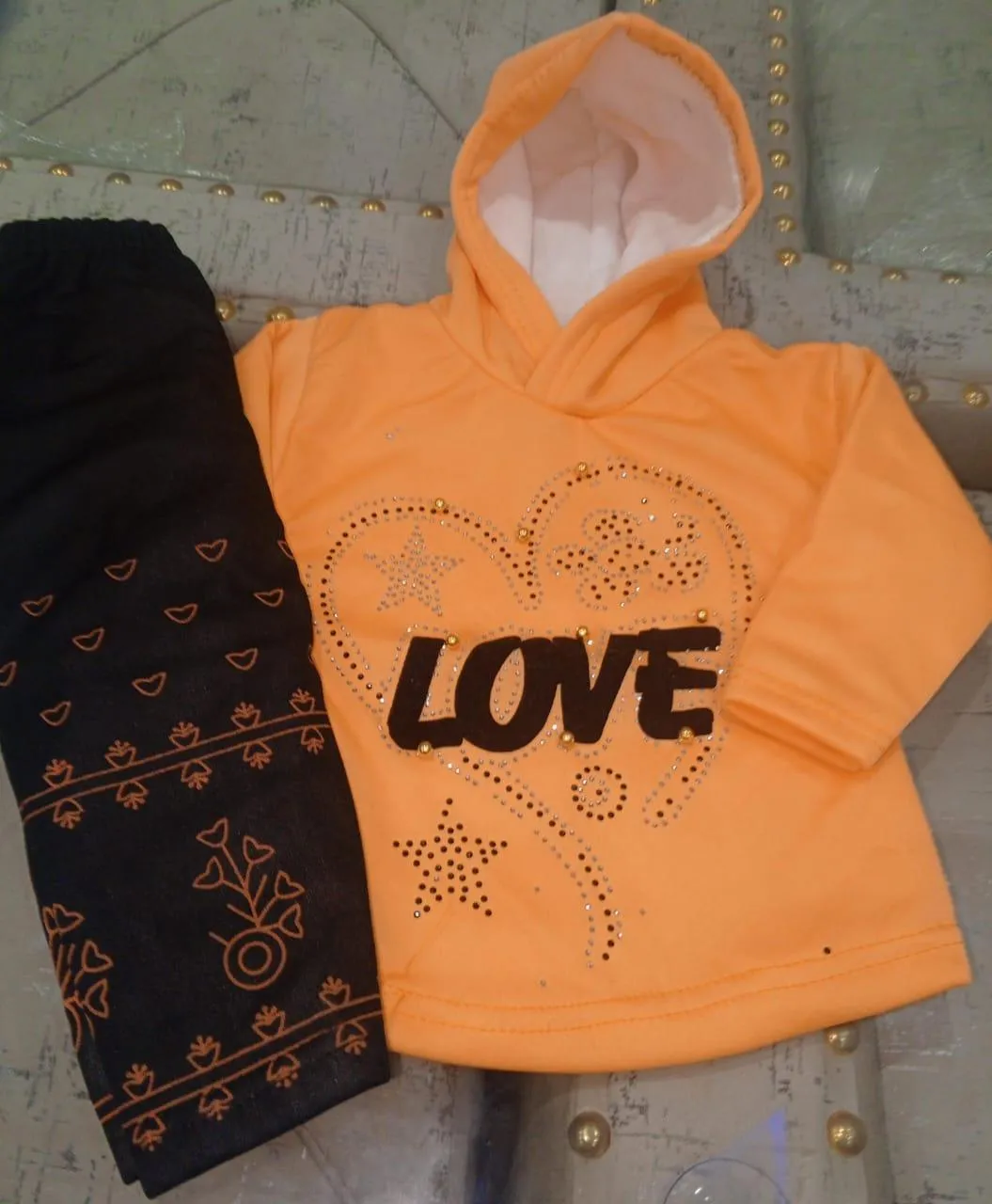 2 Pcs Girls Fleece Printed Shirt & Trouser Suit – Soft, Warm & Comfortable (Normal Quality)